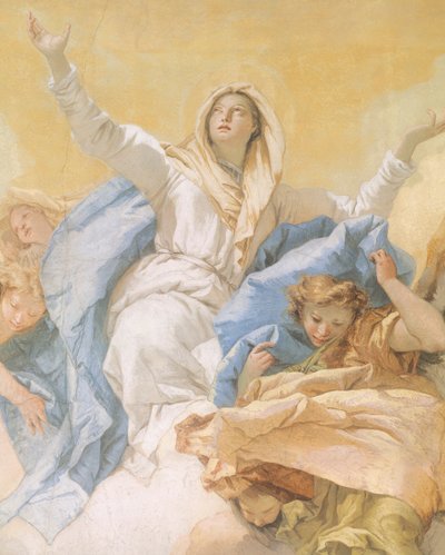 The Assumption of Mary, av Giambattista Tiepolo (1696-1770), fresk, detalj, Oratory of Purity, Udine, Italien av Giovanni Battista Tiepolo