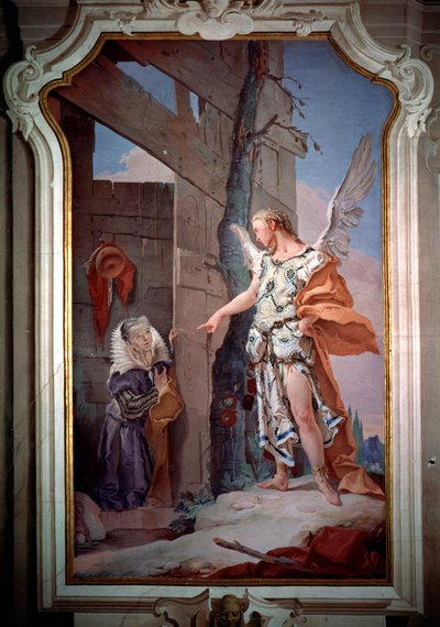 Ängeln tillkännager för Sarah att hon kommer att bli mamma (Fresco av Giovanni Battista Tiepolo