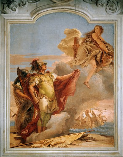 Venus säger farväl till Aeneas, av Giambattista Tiepolo (1696-1770), fresk, Aeneidens rum, Villa Valmarana 