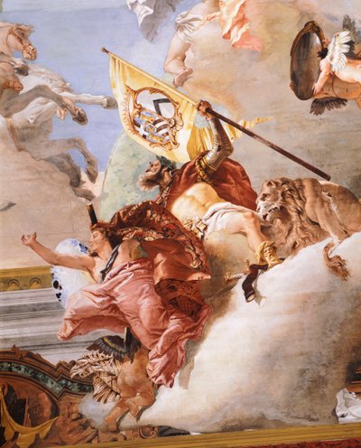 Bröllopsallegori, av Giambattista Tiepolo (1696-1770), fresk, detalj, innertak i bröllopsallegorirummet, Ca