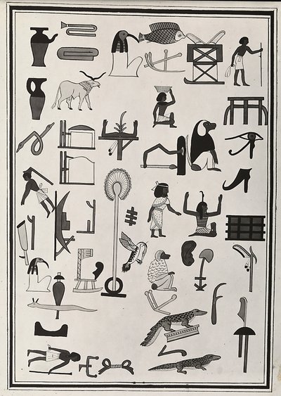 Ritningar av dekorationerna inifrån farao Psammetic I:s grav, reproducerade 1817 av Giovanni Battista Belzoni, inrymt i British Museum, London av Giovanni Battista Belzoni
