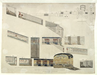 Sektion av Psammuthis grav i Thebe, upptäckt och öppnad av Belzoni 1818 av Giovanni Battista Belzoni