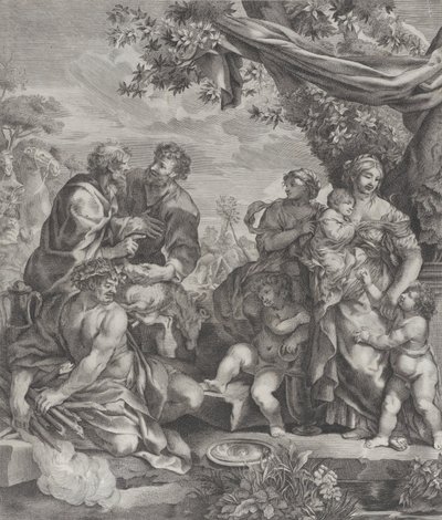 Allegorisk scen med ett offerlamm, 1640-70. av Giovanni Battista Bonacina