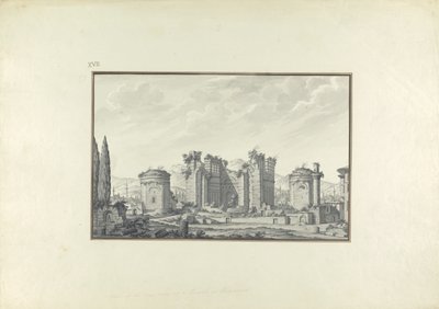 Kizil Avlu, Centralhallen, i Pergamon (penna & bläck och tvätt på papper) av Giovanni Battista Borra