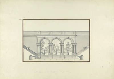 Rekonstruktion av den andra teatern i Laodicea, ca 1750 (penna och bläck och skölj över grafit på lagt papper) av Giovanni Battista Borra