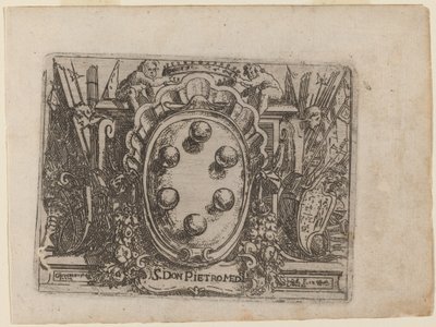 Dedikation till Don Pietro Medici från "Bizarre of Various Figures" av Giovanni Battista Bracelli
