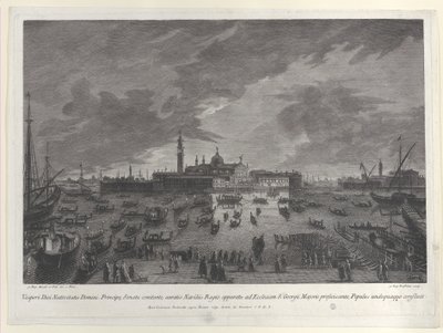 Nattvy av processionen på julafton för dogen och den venetianska senaten till San G..., 1763. av Giovanni Battista Brostoloni
