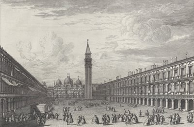 Piazza San Marco blickar mot basilikan och Campanile, 1763., 1763. av Giovanni Battista Brostoloni