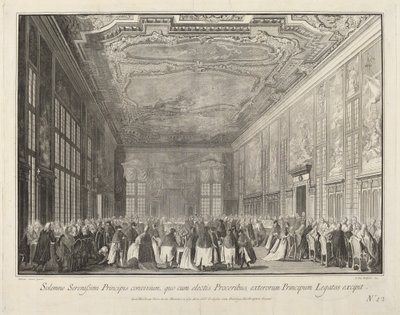 Dogen underhåller utländska ambassadörer vid en bankett, 17631766. av Giovanni Battista Brostoloni