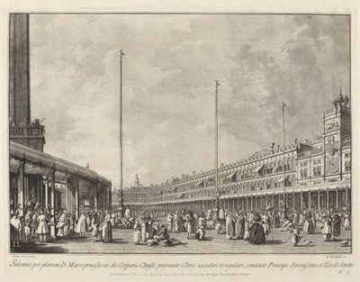 Procession på Corpus Christi-dagen på Piazza San Marco av Giovanni Battista Brustolon after Canaletto