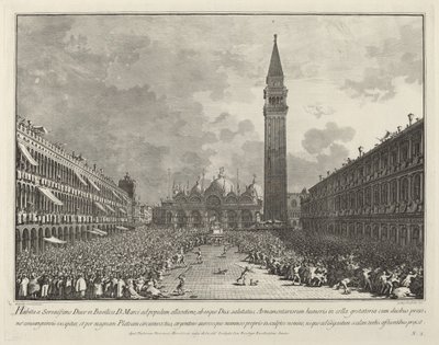 Dogen bar runt på Piazza San Marco av Giovanni Battista Brustolon after Canaletto