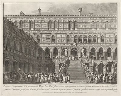 Dogen krönt på Scala dei Giganti i Ducal Palace av Giovanni Battista Brustolon after Canaletto