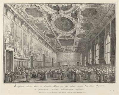 Dogen återvänder tack i Sala del Consiglio Major av Giovanni Battista Brustolon after Canaletto
