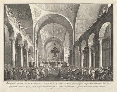 Den nyvalda dogen presenteras för folket i San Marco av Giovanni Battista Brustolon after Canaletto