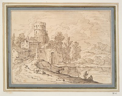 Landskap med slott nära vatten av Giovanni Battista Busiri
