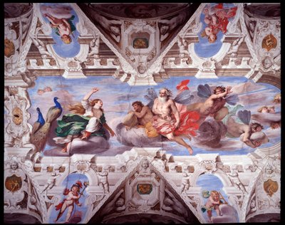 Juno ber Aeolus att förhindra Aeneas resa (Fresco av Giovanni Battista Carlone