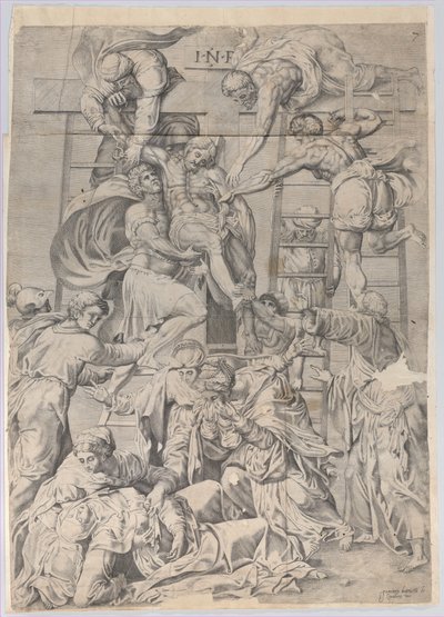 Nedstigningen från korset, 1550-1600. av Giovanni Battista Cavalieri