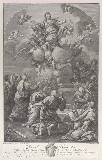 Jungfruns antagande, som reser sig från graven omgiven av apostlar, 1778. av Giovanni Battista Cecchi
