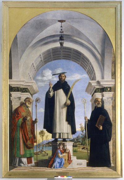 Saint Peter Martyr med Saints Nicholas och Benedict av Giovanni Battista Cima da Conegliano