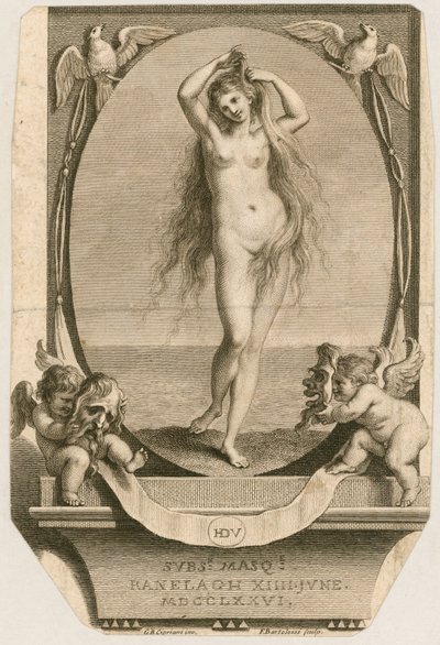 Inträdesbiljett till en maskeradbal i Ranelagh, London, 14 juni 1776 av Giovanni Battista Cipriani