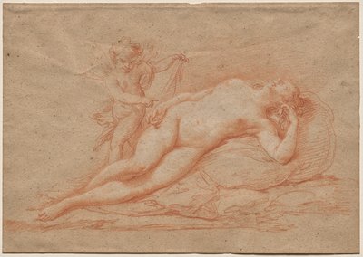 Liggande naken med Amor av Giovanni Battista Cipriani