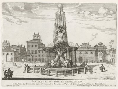 Tritonfontänen på Piazza Barberini i Rom Fontän av Mr. Prince of Pallestrina (titel på objekt) Fontäner i Rom (serietitel) Fonteinen van Rome (serietitel) av Giovanni Battista Falda
