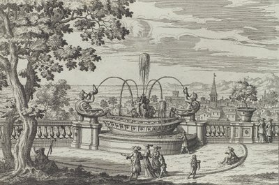 Belvedere-fontänen i Frascati ..., 1691 eller senare. av Giovanni Battista Falda
