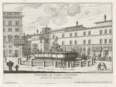 Fontein på Piazza Colonna i Rom Fontän på Piazza Colonna (titel på objekt) Fontäner i Rom (serietitel) Fonteinen van Rome (serietitel) av Giovanni Battista Falda