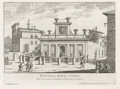 Fontein på Piazza Montecitorio te Rom Fontana a Monte Citorio (titel på objekt) Fontane di Roma (serietitel) Fonteinen van Rome (serietitel) av Giovanni Battista Falda