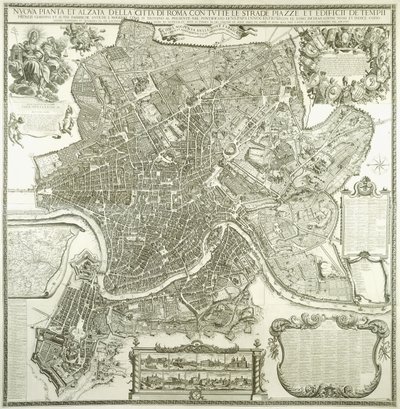 Stadsplan för Rom, 1730 av Giovanni Battista Falda