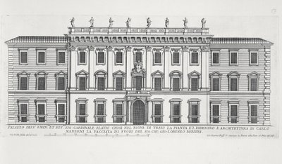 Utsikt över fasaden på Palazzo Chigi, Rom designad av Matteo di Castello, Carlo Maderno (1556-1629) och Giovanni Bernini (1598-1680) av Giovanni Battista Falda