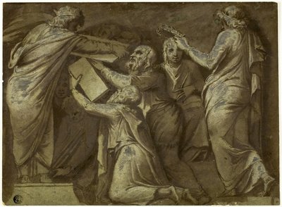 Numa Pompilius ger lagarna till romarna av Giovanni Battista Galestruzzi