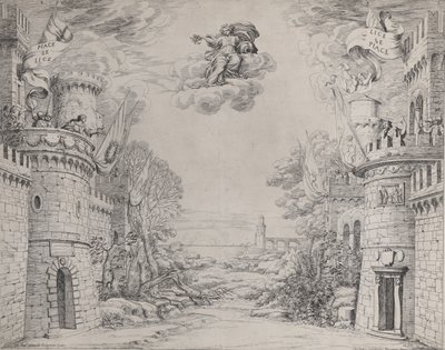 Scen från Triompho della Pieta, 1640-69. av Giovanni Battista Galestruzzi
