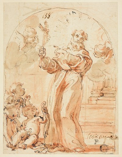 Stående franciskanerhelgon som håller krucifix av Giovanni Battista Gaulli