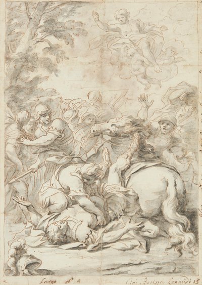The Conversion of Saint Paul (grafit och bläck på papper) av Giovanni Battista Lenardi