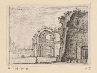 Rester av Diocletianus bad i Rom Listesse (titel på objekt) Utsikt över Rom (serietitel) Alcune vedute et prospettive di luoghi dishabitati di Roma (serietitel) av Giovanni Battista Mercati
