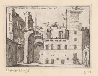 Resten van het Serapeum te Rom Kartill av kardinal di Fiorenza Leone XI (titel på objekt) Gezichten op Rome (serietitel) Några vyer och perspektiv på obebodda platser i Rom (serietitel) av Giovanni Battista Mercati