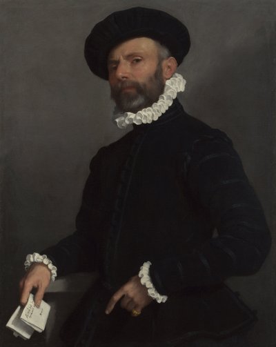 Porträtt av en man som håller ett brev av Giovanni Battista Moroni