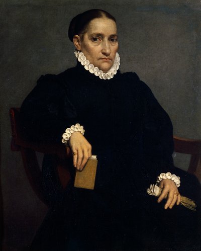 Porträtt av äldre kvinna i svart av Giovanni Battista Moroni (ca 1525-1578) av Giovanni Battista Moroni