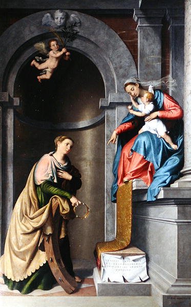 St. Catherines mystiska äktenskap av Giovanni Battista Moroni