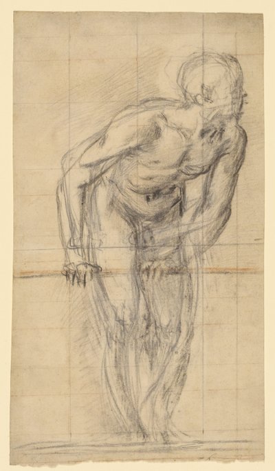 En stående manlig nakenbild (recto); En stående manlig nakenbild (verso) av Giovanni Battista Naldini