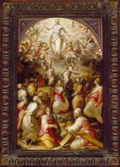 Kristus i ära med Sts Agnes och Helena, 1500-talet av Giovanni Battista Naldini