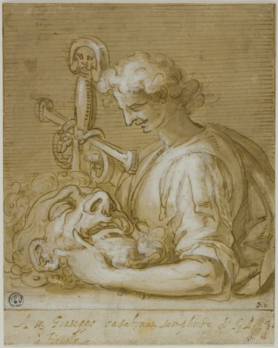David med Goliat huvud och svärd av Giovanni Battista Paggi