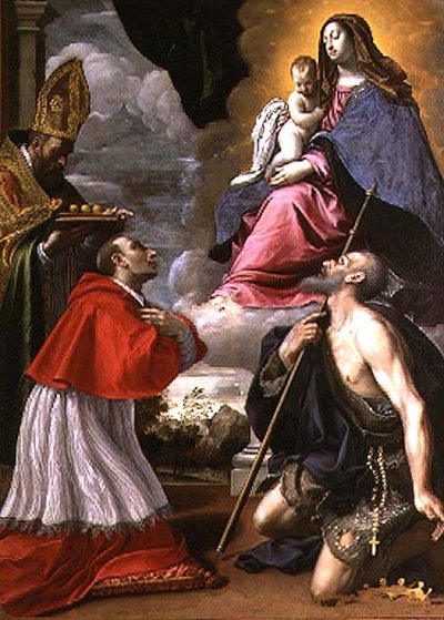 Madonna och barn med helgon av Giovanni Battista Pesari
