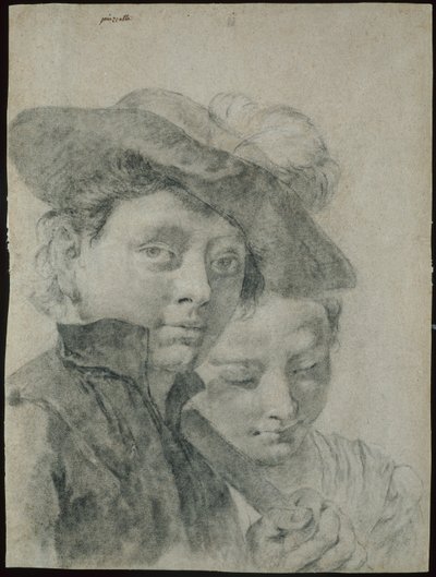 En ung pojke som bär en plymerad hatt och en ung flicka av Giovanni Battista Piazzetta