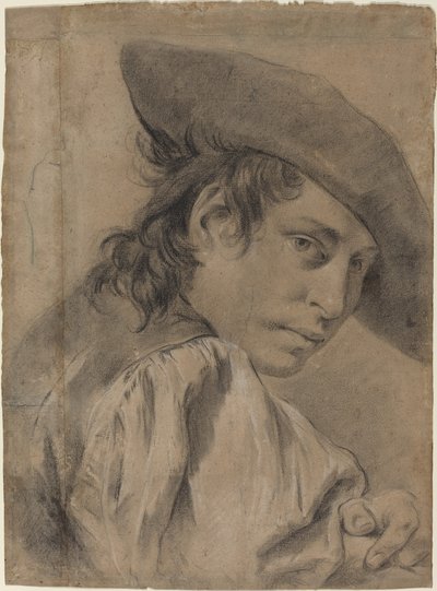 En ung man i en bred hatt av Giovanni Battista Piazzetta