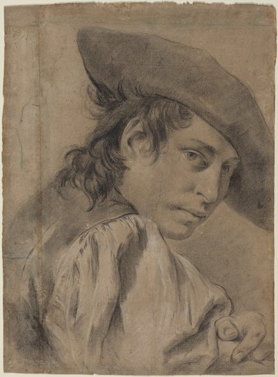 En ung man i bredbrättad hatt av Giovanni Battista Piazzetta