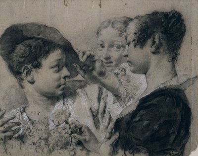 En ung kvinna som köper en rosa av en ung man av Giovanni Battista Piazzetta