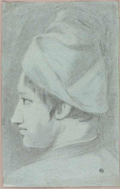 Huvud av pojke med hatt i profil av Giovanni Battista Piazzetta