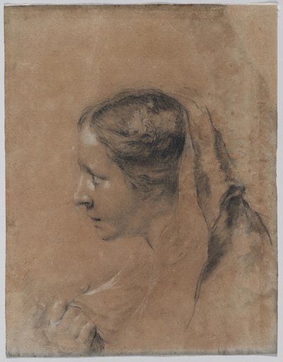 Chef för en kvinna i profil med en halsduk. av Giovanni Battista Piazzetta